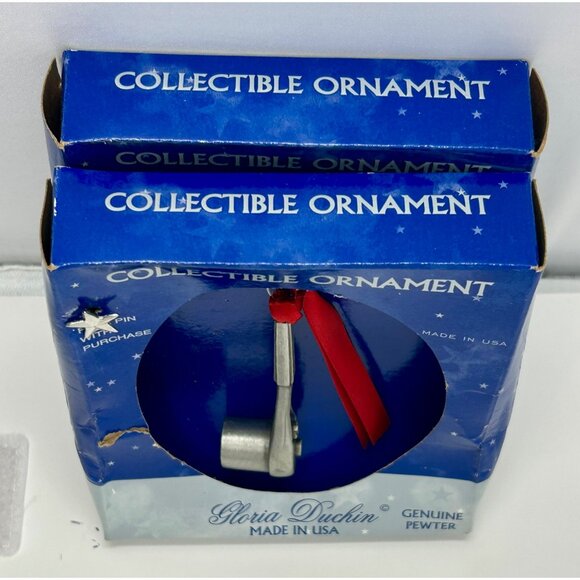 Gloria Duchin Collectible Ornament Set Pewter Drill & Socket Wrench - Red Ribbon - Picture 6 of 8